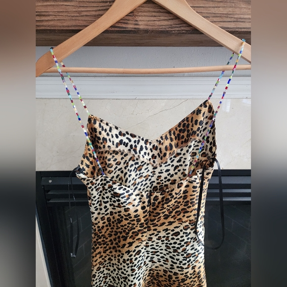Vintage ABS Allen Schwartz Asymmetric Leopard Print Dress - Picture 5 of 8